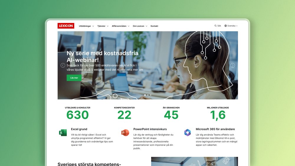 Webbplats för Lexicon med information om webbinarier och utbildningar.